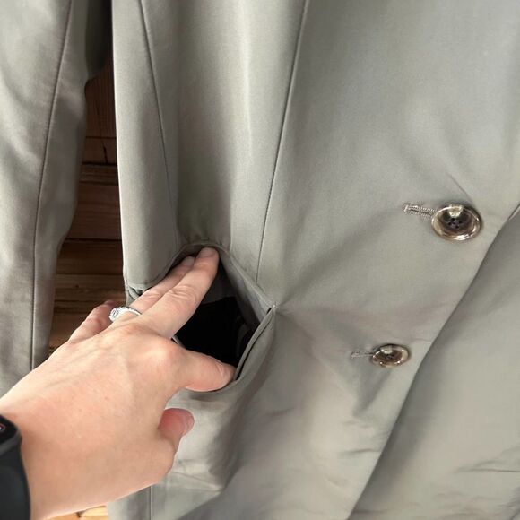 Carine Roitfeld Paris X UNIQLO Collaboration XS Trench Coat Gray Green - Picture 6 of 10